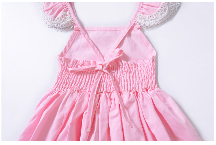 Girl's Dress Small Fly Sleeve Lace Embroidered princess dress