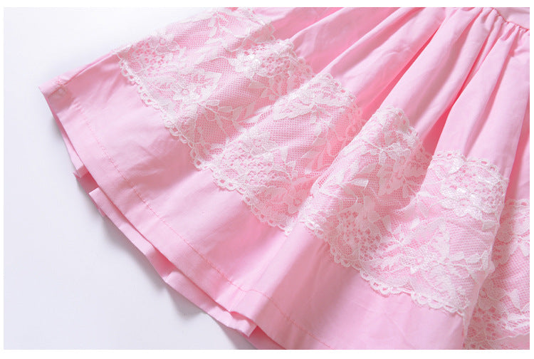 Girl's Dress Small Fly Sleeve Lace Embroidered princess dress