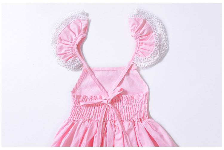 Girl's Dress Small Fly Sleeve Lace Embroidered princess dress