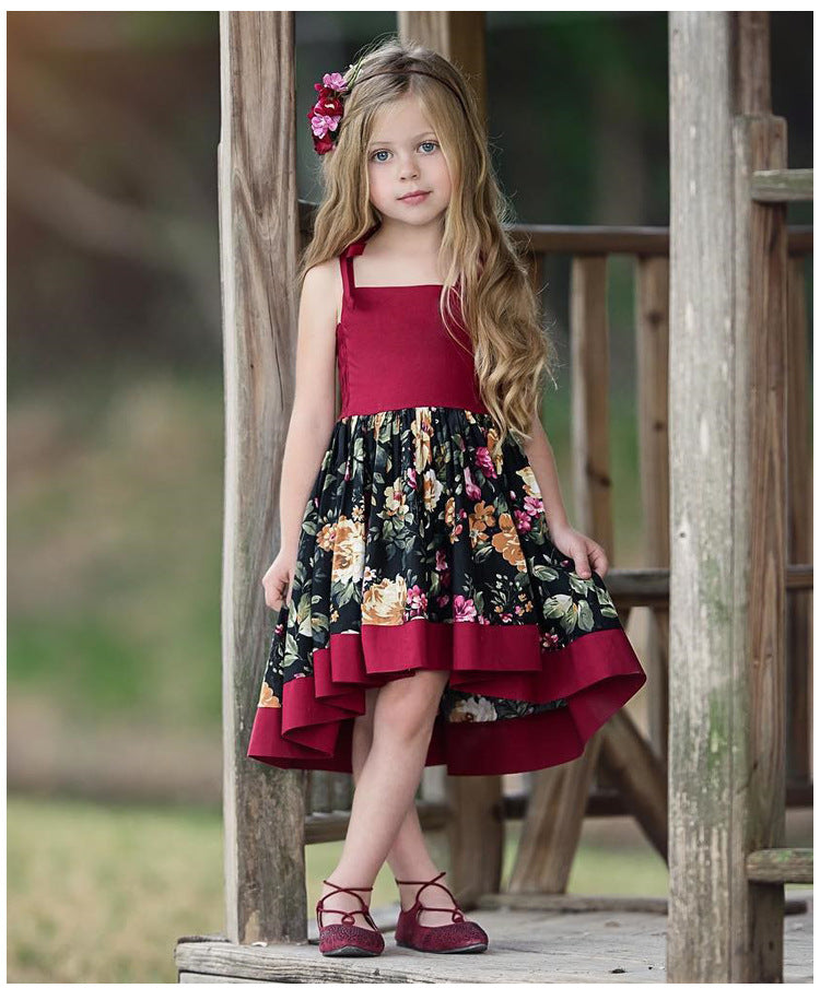 Baby's Front Short Back Long Irregular Fashion Fan Halter Skirt