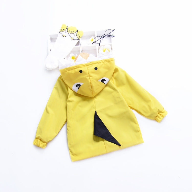 Baby Cartoon Cute Dinosaur Modeling Pattern Trench Coat