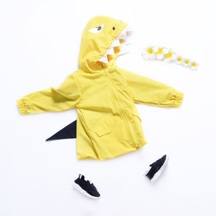 Baby Cartoon Cute Dinosaur Modeling Pattern Trench Coat
