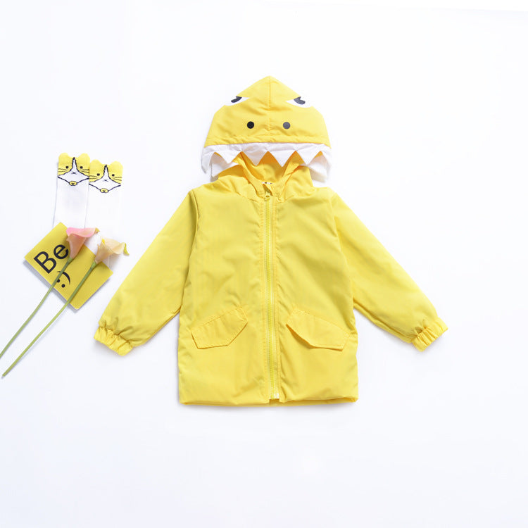 Baby Cartoon Cute Dinosaur Modeling Pattern Trench Coat