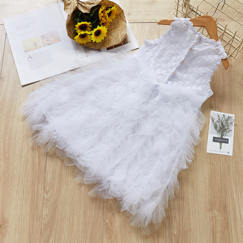 Embroidered Skirt with Mesh Tresses