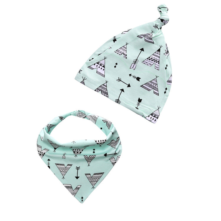 Two Pieces Children's Accessories Set Cap and Saliva Towel