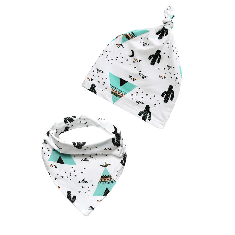 Two Pieces Children's Accessories Set Cap and Saliva Towel