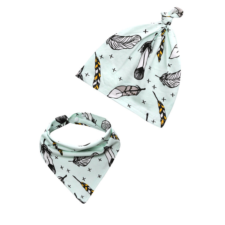 Two Pieces Children's Accessories Set Cap and Saliva Towel