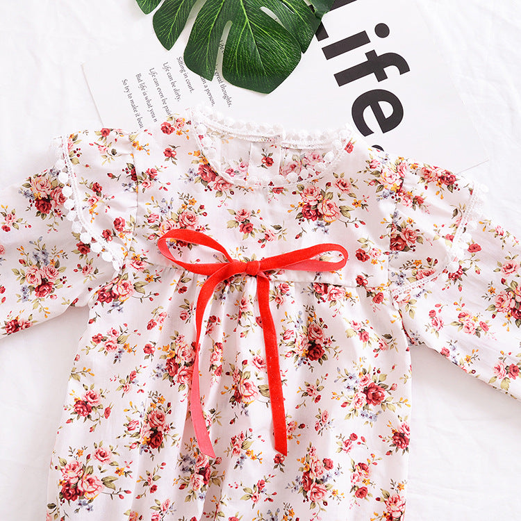 Red Bowknot Baby Rompers