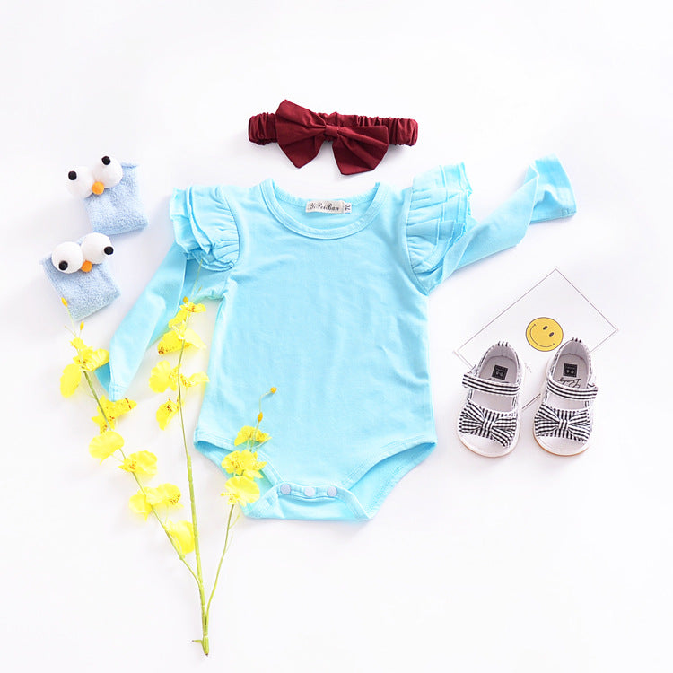 Pure Cotton Multi-color Fly Sleeve One-piece Suit
