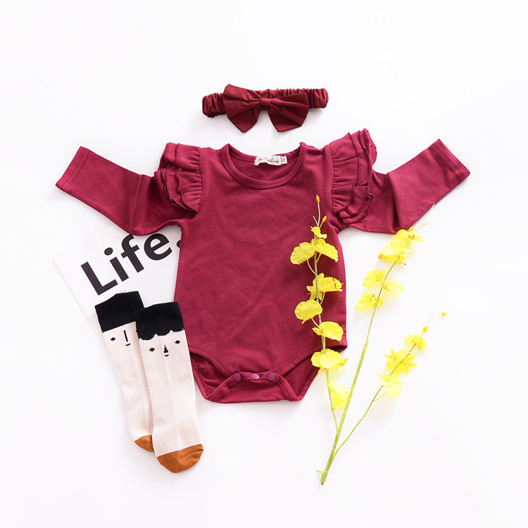 Pure Cotton Multi-color Fly Sleeve One-piece Suit