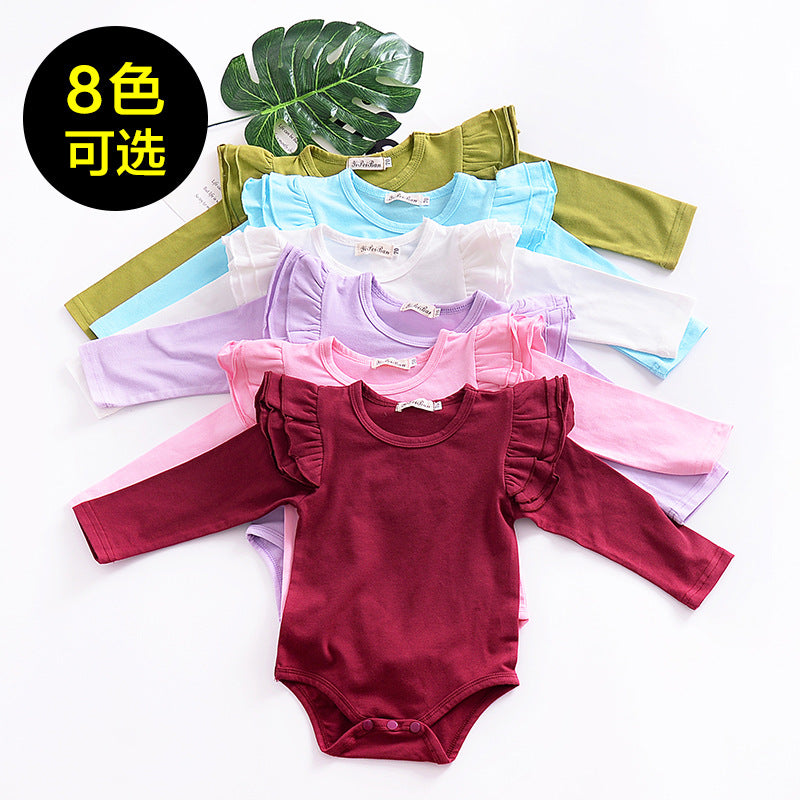 Pure Cotton Multi-color Fly Sleeve One-piece Suit