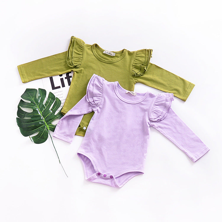 Pure Cotton Multi-color Fly Sleeve One-piece Suit