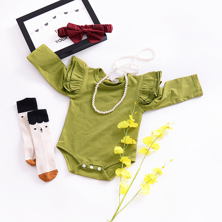 Pure Cotton Multi-color Fly Sleeve One-piece Suit