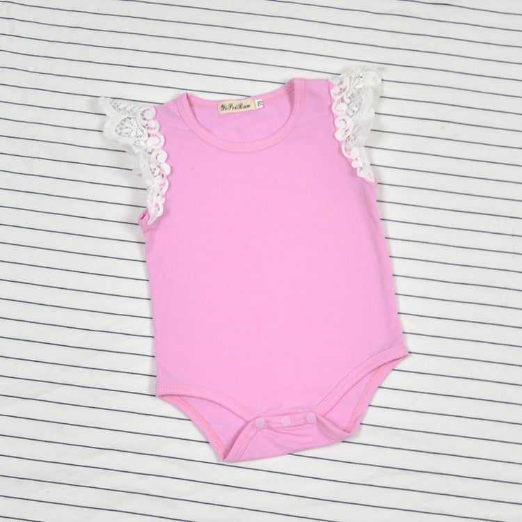 Candy Colored Lace Sleeve-Fly Jumpsuit