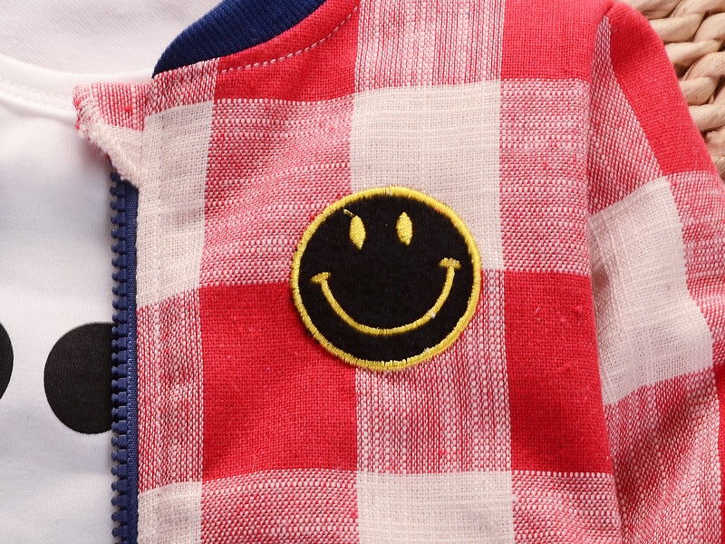 Check Jacket Smiley Long Sleeve Suit