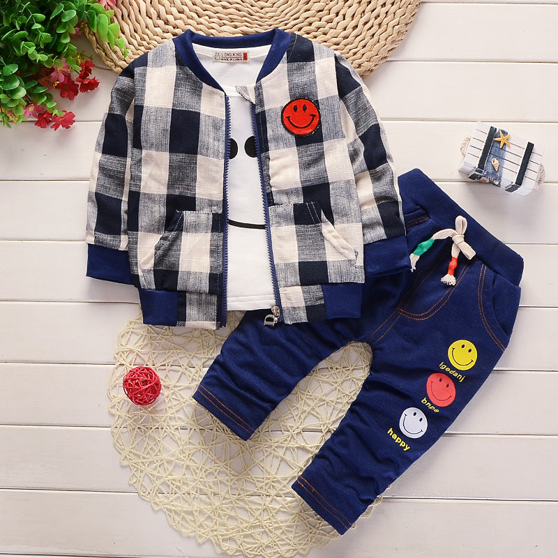 Check Jacket Smiley Long Sleeve Suit