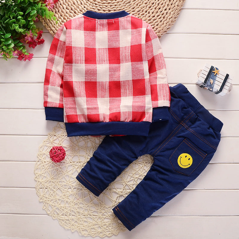 Check Jacket Smiley Long Sleeve Suit
