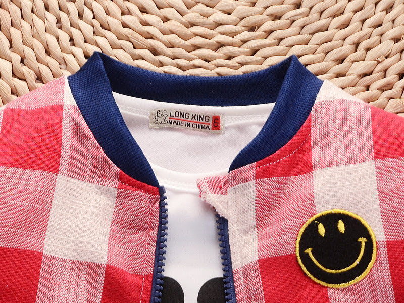 Check Jacket Smiley Long Sleeve Suit