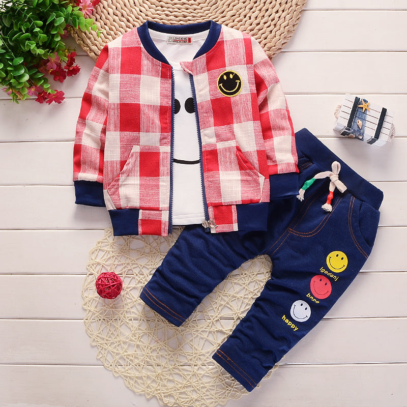 Check Jacket Smiley Long Sleeve Suit