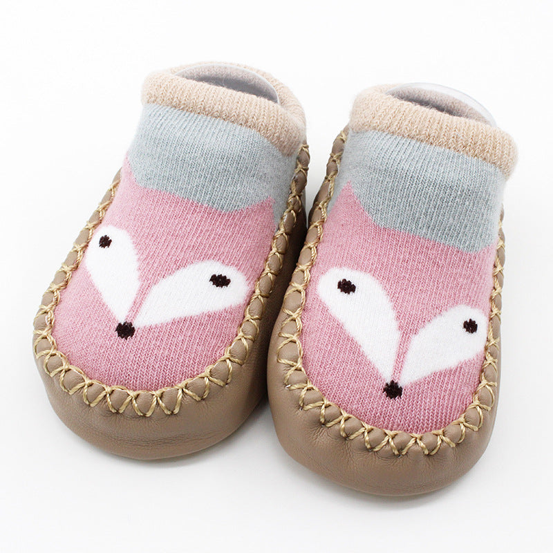 Cartoon Baby Leather Sole Socks Baby Walking Shoes Socks