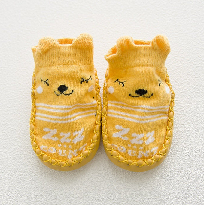 Cartoon Baby Leather Sole Socks Baby Walking Shoes Socks
