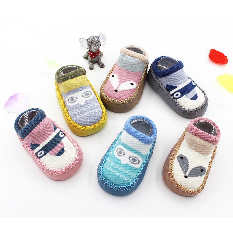 Cartoon Baby Leather Sole Socks Baby Walking Shoes Socks