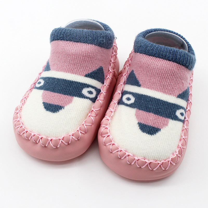 Cartoon Baby Leather Sole Socks Baby Walking Shoes Socks