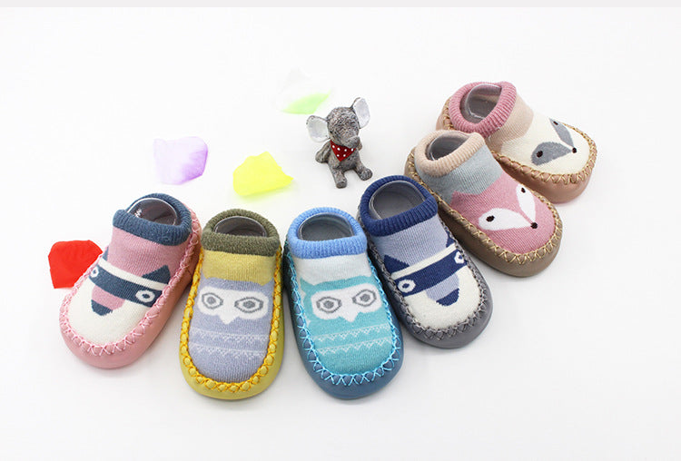 Cartoon Baby Leather Sole Socks Baby Walking Shoes Socks