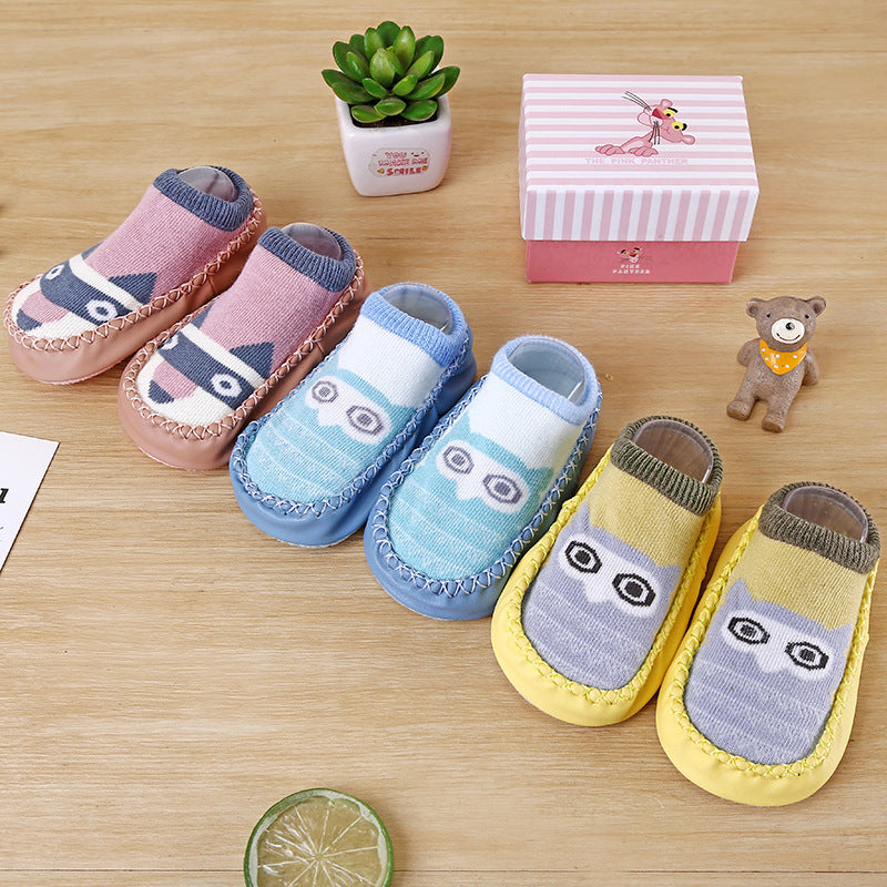 Cartoon Baby Leather Sole Socks Baby Walking Shoes Socks