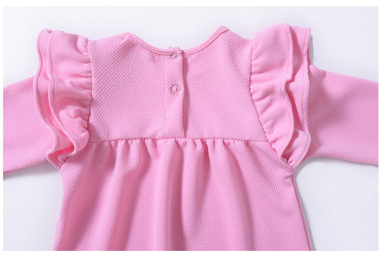 Lace Fly Sleeves Ruffled Dress