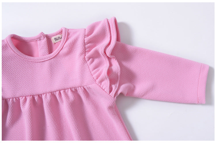 Lace Fly Sleeves Ruffled Dress