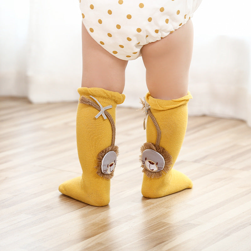 Spring and Autumn Tube Cartoon Lion Baby Socks