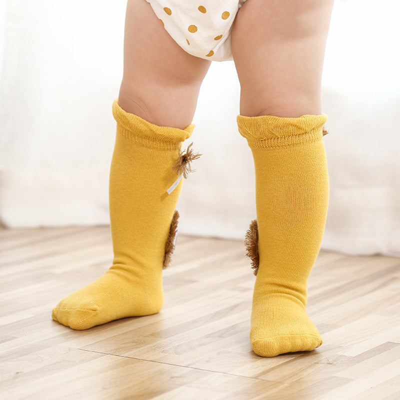 Spring and Autumn Tube Cartoon Lion Baby Socks