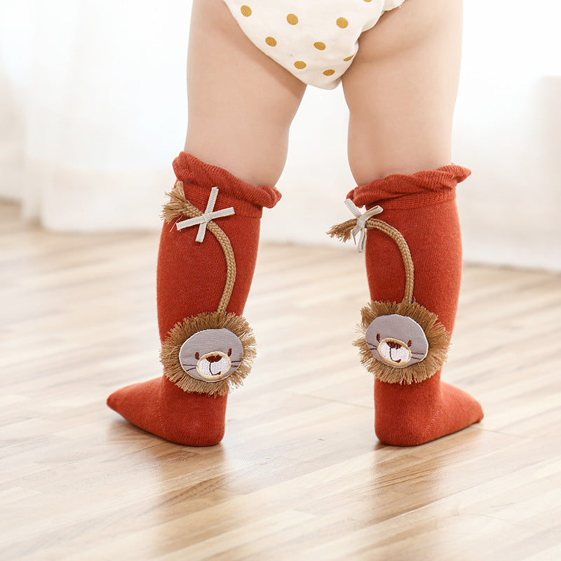 Spring and Autumn Tube Cartoon Lion Baby Socks