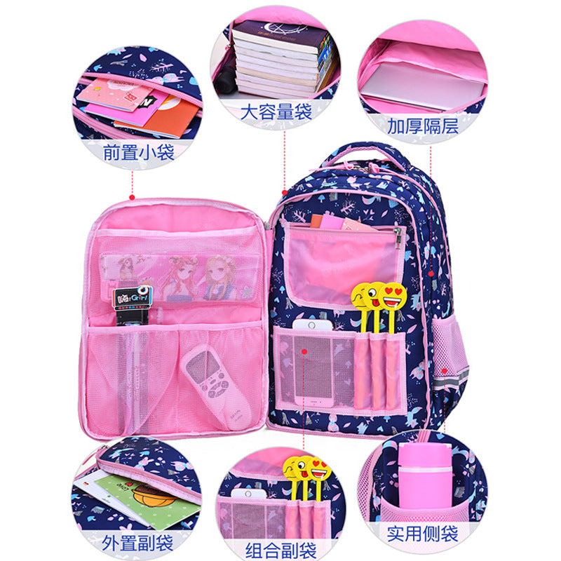 Schoolbag For Children Girls Grade 1-6 Sweet And Lovely Casual Backpack
